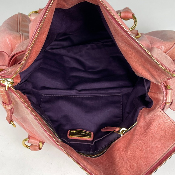 Miu Miu Logo Handbag Ribbon Leather Pink - Picture 7 of 7